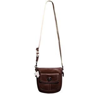 Coach Hamilton brown pebbled leather swingpack crossbody shoulder bag